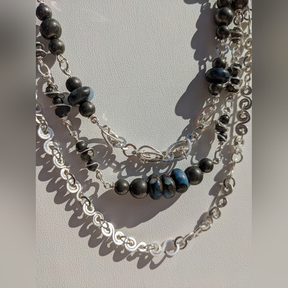 ✨sold✨ Pyrite Abundance Crystals Silver Necklace Artisan Impression Jasper - Picture 11 of 15